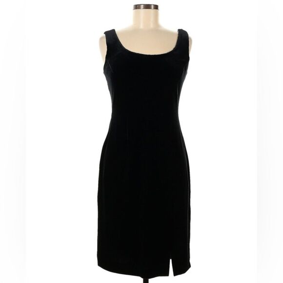 Vintage J.R. Nites by Caliendo Coctail Little Black Dress Velvet Slit 12 90s Y2k - Picture 1 of 10